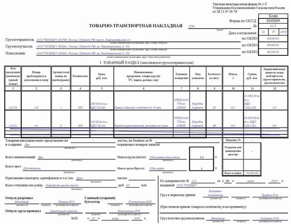 Электронная транспортная накладная